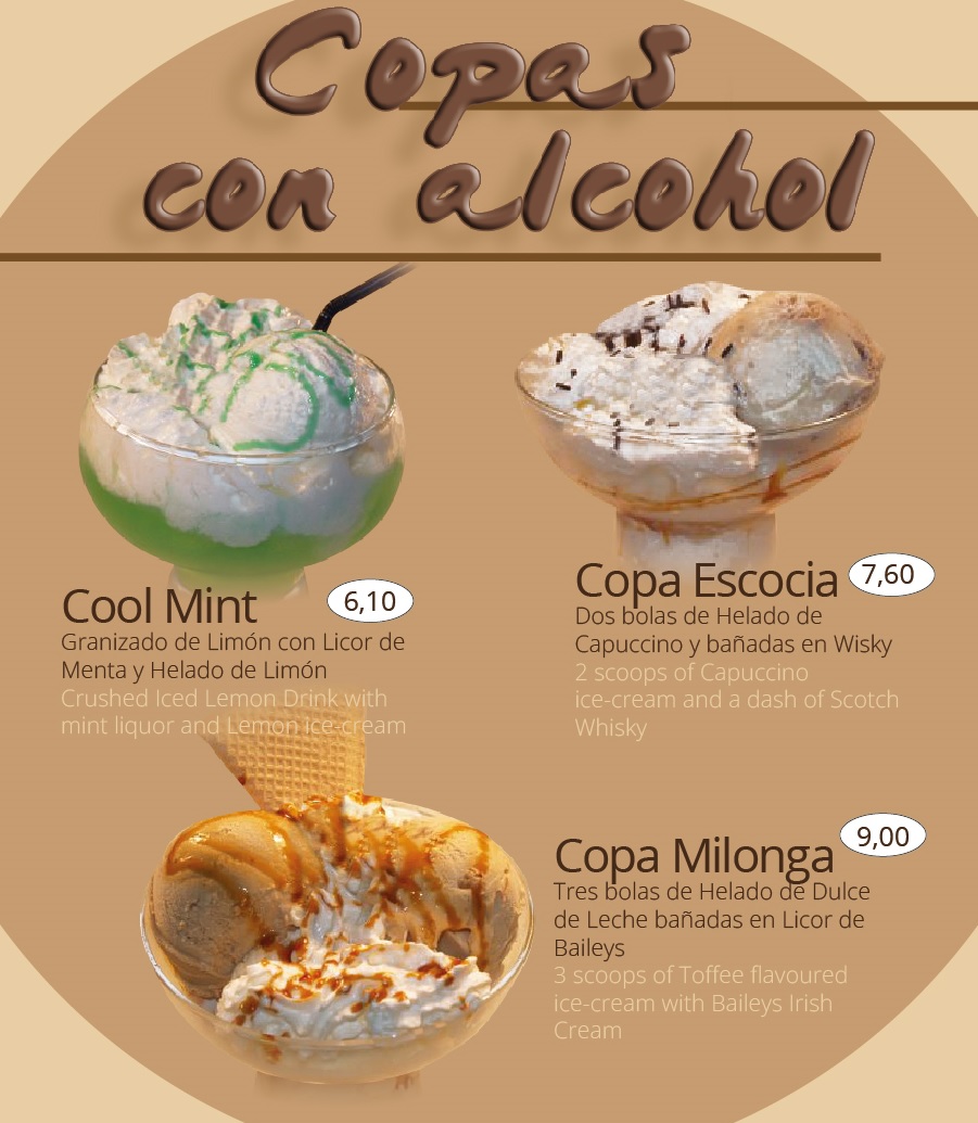 Copas de helado con alcohol